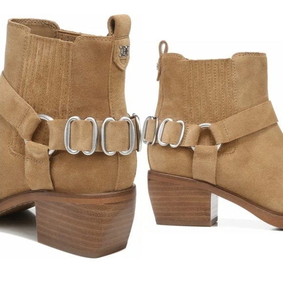 NEW Sam Edelman Womens Bellamie Camel Western Boho Heels Square Toe shoes - Picture 3 of 15